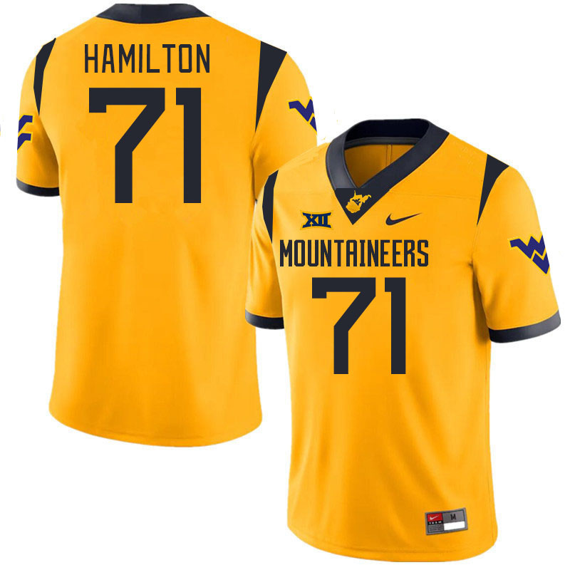 #71 Maurice Hamilton West Virginia Mountaineers College 2024 New Uniforms Football Jerseys Stitched Sale-Gold